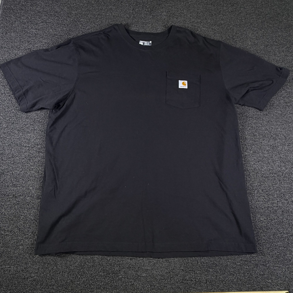 Carhartt T-Shirt Mens 2XL K87-M Loose Fit Black Pocket Heavyweight EUC